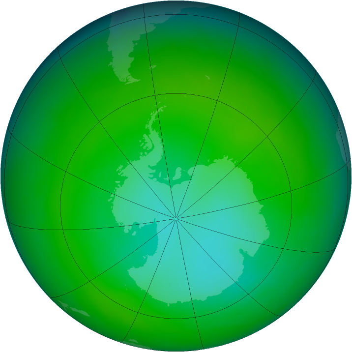 Antarctic ozone map for November 2013